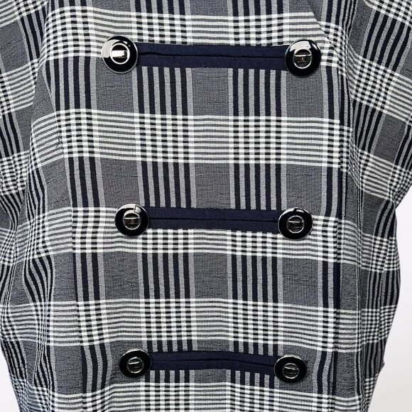 Vintage Sag Harbor Double Breasted Plaid Short Sleeve Blouse Size 16 Petite - Picture 8 of 10